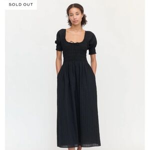 Hill House Madeline Nap Dress in Black Linear Clip Dot size M